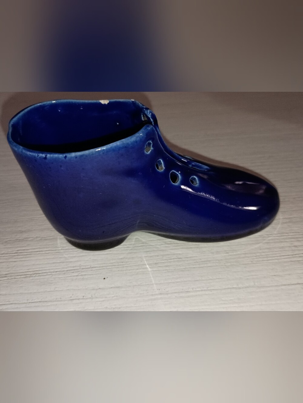 3/$15 Cobalt Blue Ceramic Shoe Boot  Decor - Small Accent Figurine
